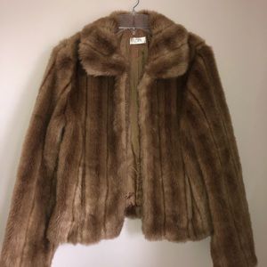 LOFT Faux Fur Light Brown Coat